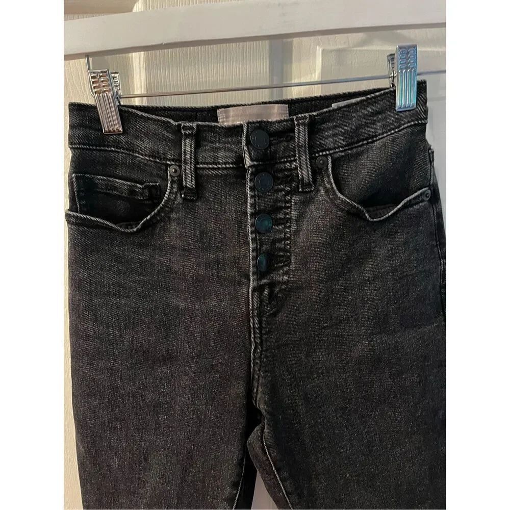 Everlane Black Button Fly High Rise Ankle Skinny Jeans sz 25 EUC - Picture 2 of 8